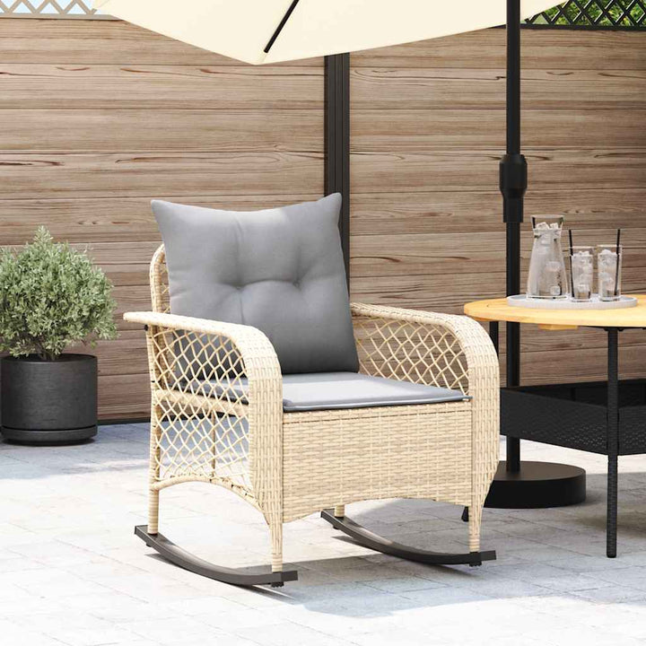 Gungstol För Trädgården Med Dynor Beige Konstrotting