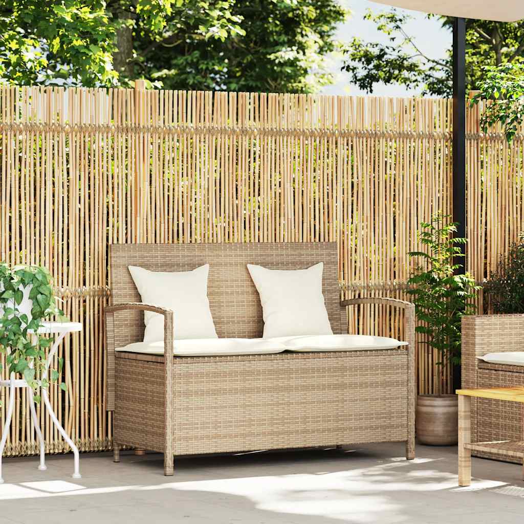 Förvaringsbänk För Trädgård Med Dyna Beige Konstrotting