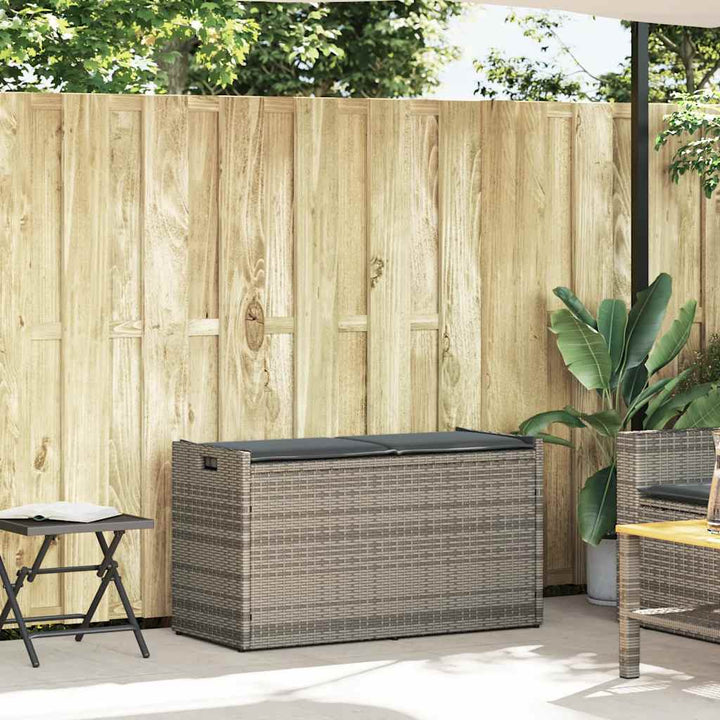 Förvaringsbänk För Utomhusbruk Med Dyna Grå 100 Cm Konstrotting