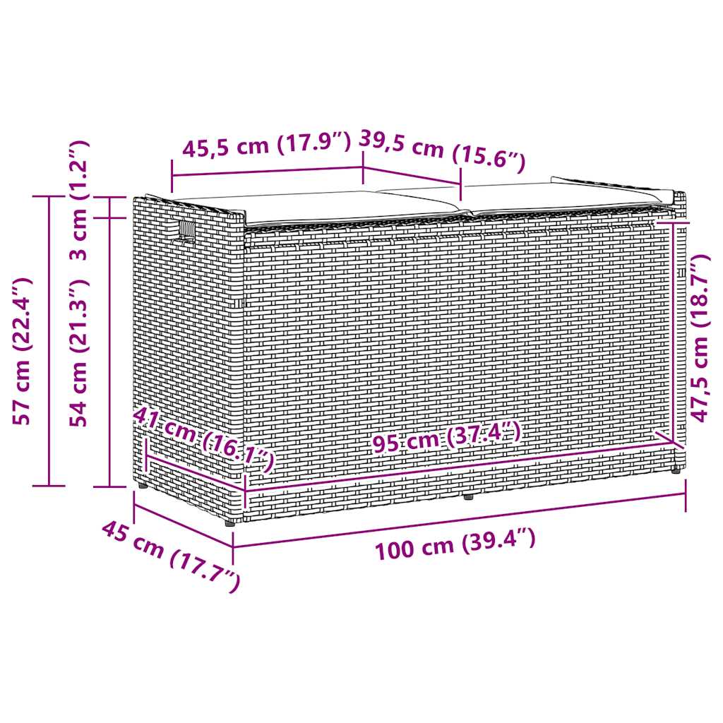 Förvaringsbänk För Utomhusbruk Med Dyna Grå 100 Cm Konstrotting