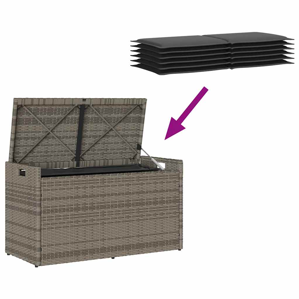 Förvaringsbänk För Utomhusbruk Med Dyna Grå 100 Cm Konstrotting