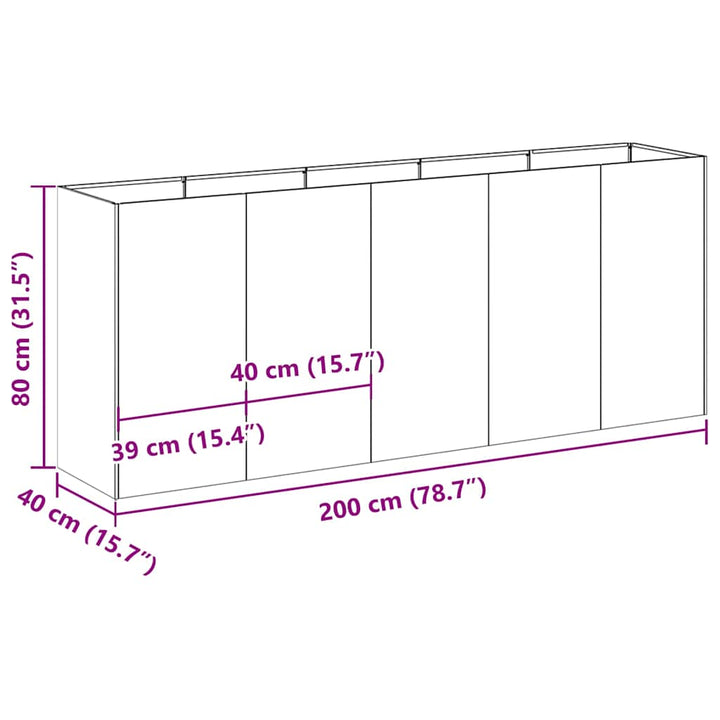 Planteringskärl Rostig 200X40X80 Cm Väderbeständigt Stål