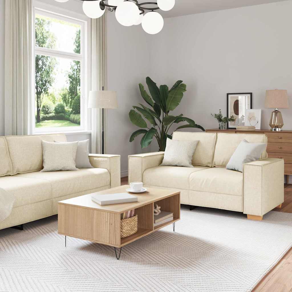 Soffset 3 Pcs Beige 220 X 80 X 84 Cm Linnenblandad Tyg