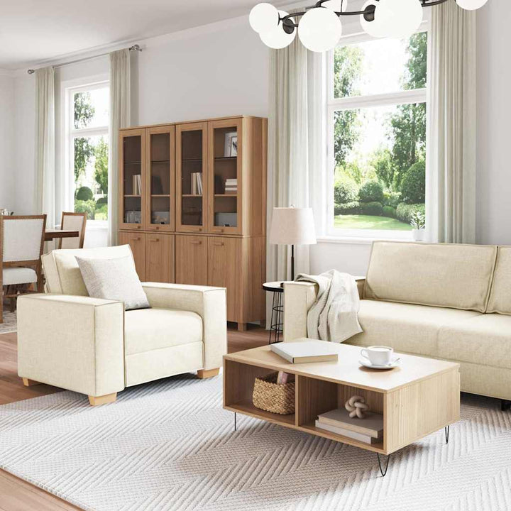 Soffset 3 Pcs Beige 220 X 80 X 84 Cm Linnenblandad Tyg