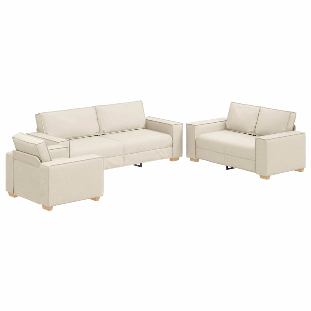Soffset 3 Pcs Beige 220 X 80 X 84 Cm Linnenblandad Tyg