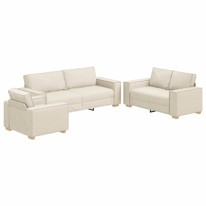 Soffset 3 Pcs Beige 220 X 80 X 84 Cm Linnenblandad Tyg