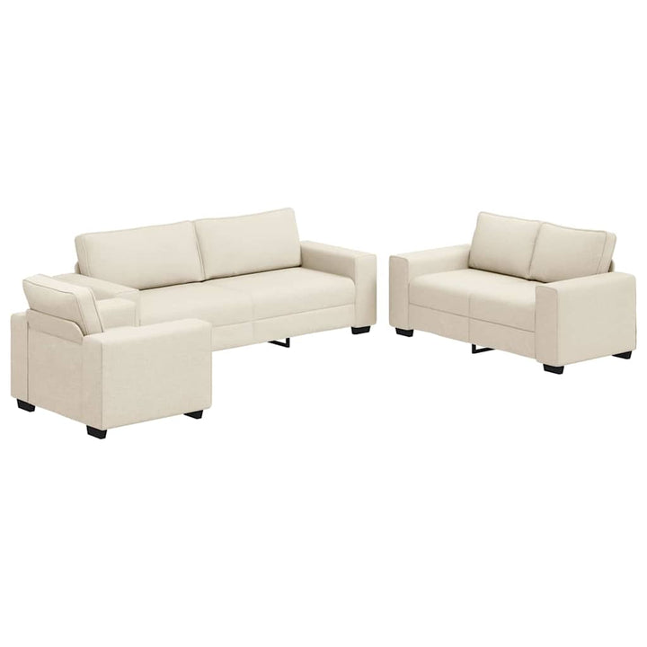 Soffa 3 Pcs Beige 221 X 80 X 82 Cm Linnenblandad Tyg
