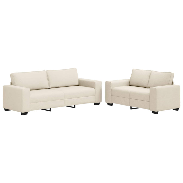 Soffa 2 Pcs Beige 221 X 80 X 82 Cm Linnenblandad Tyg