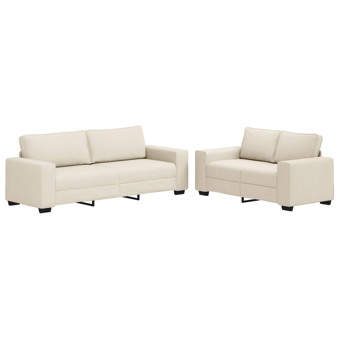 Soffa 2 Pcs Beige 221 X 80 X 82 Cm Linnenblandad Tyg