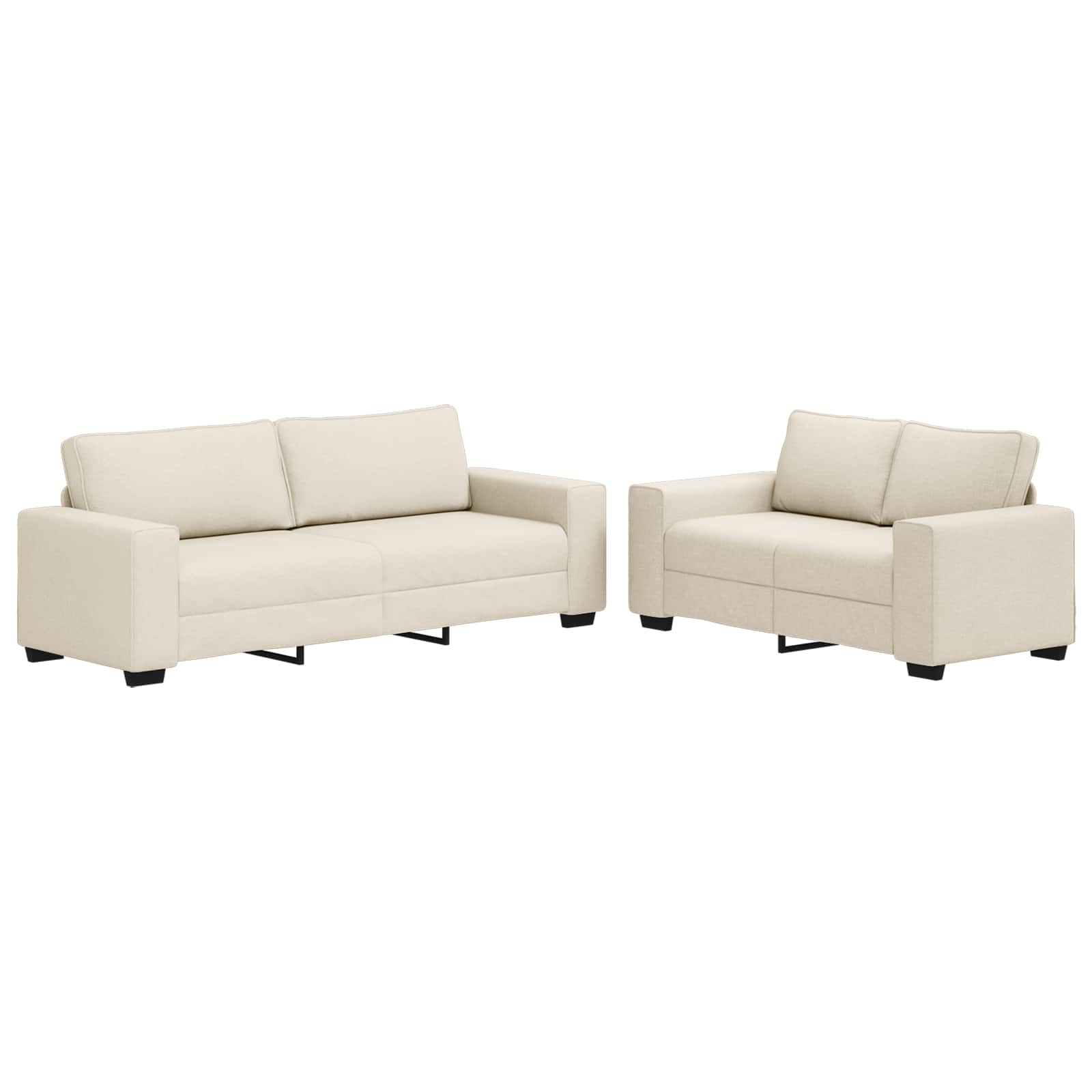 Soffa 2 Pcs Beige 221 X 80 X 82 Cm Linnenblandad Tyg