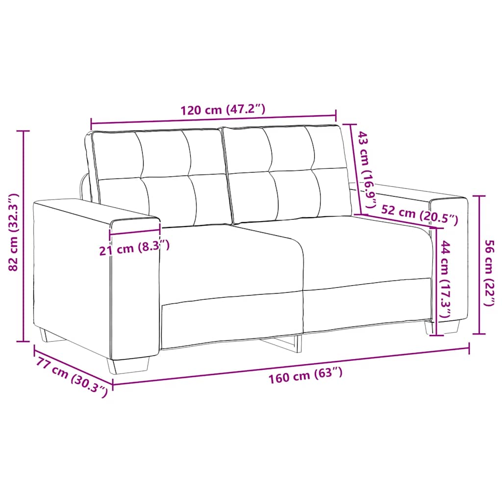 Loveseat Soffa 160X77X82 Cm Tyg
