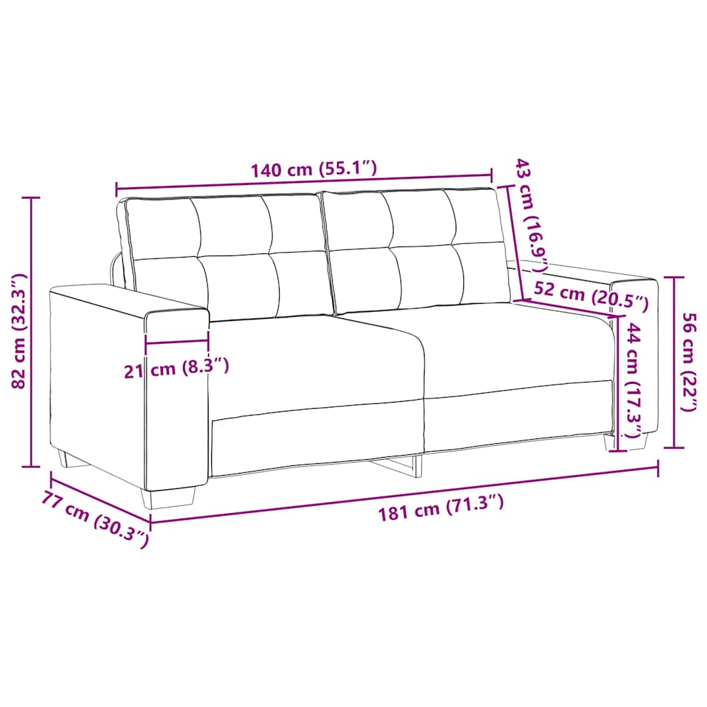 Loveseat Soffa 180X77X82 Cm Tyg