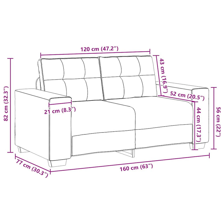 Loveseat Soffa 160X77X82 Cm Sammet