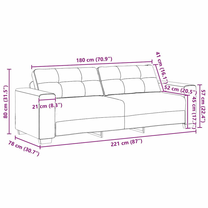 3-Sits Soffa Med Kudde Sammet