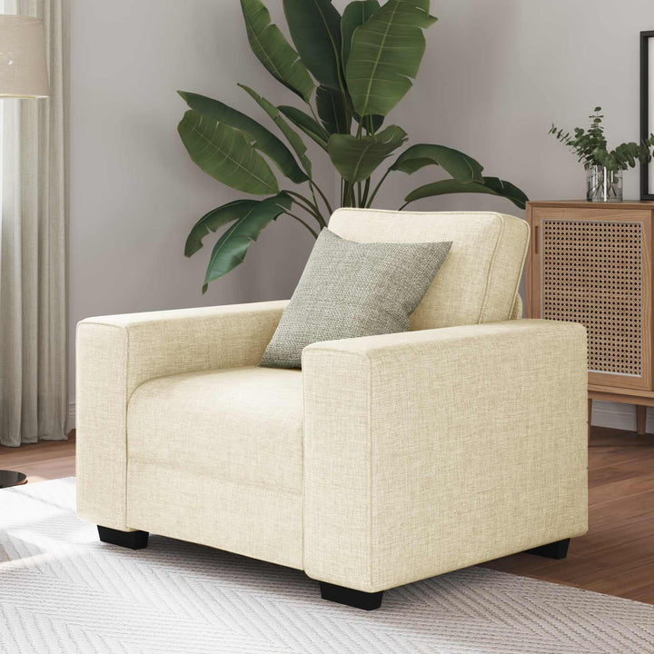 Soffstol Beige 100 Cm Linnenblandad Tyg