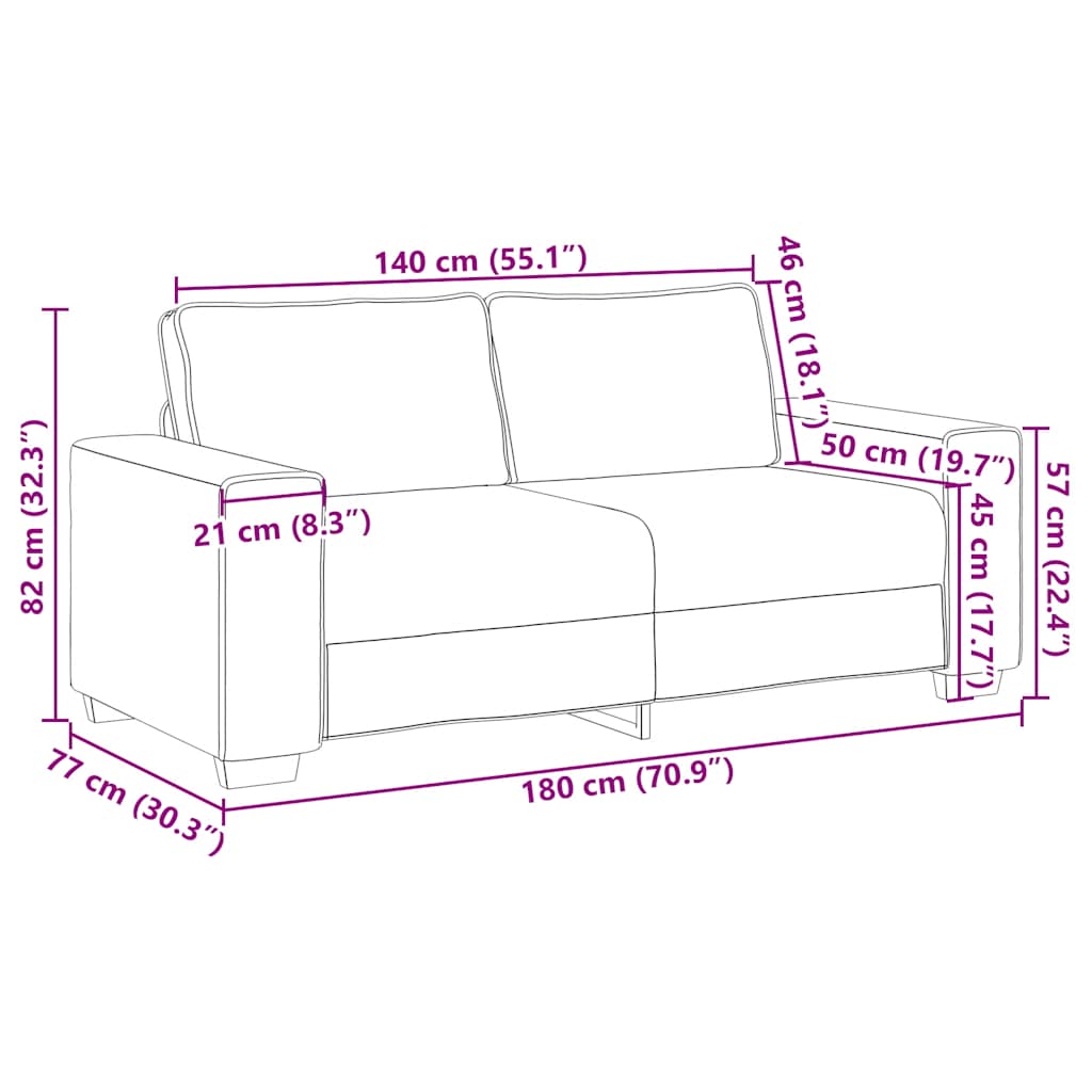 2-Sitssoffa 180X77X82 Cm Linne