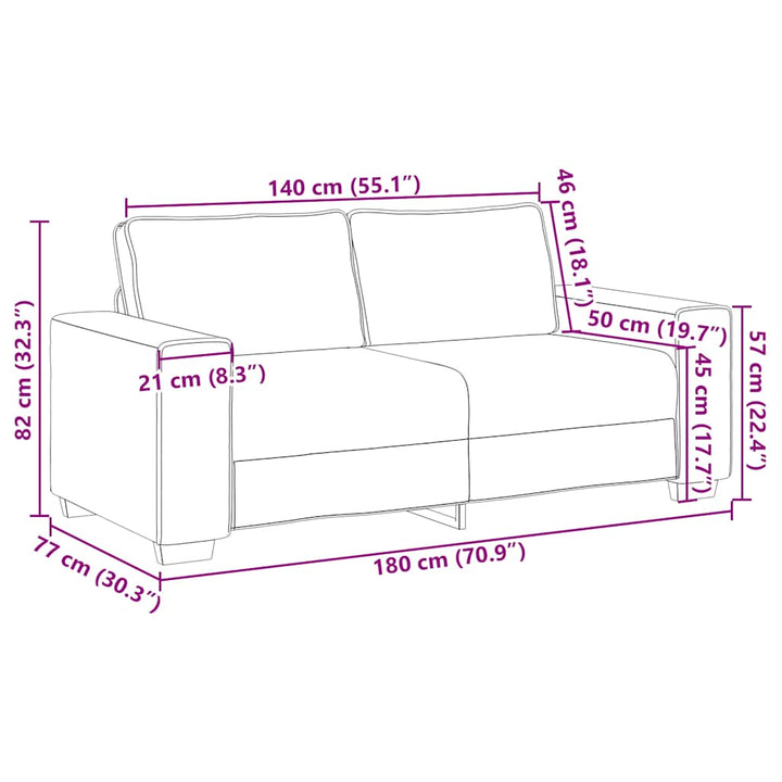 2-Sitssoffa 180X77X82 Cm Linne