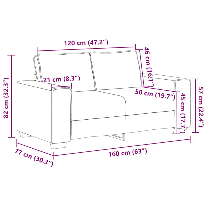 Loveseat Soffa 160X77X82 Cm Manchestertyg