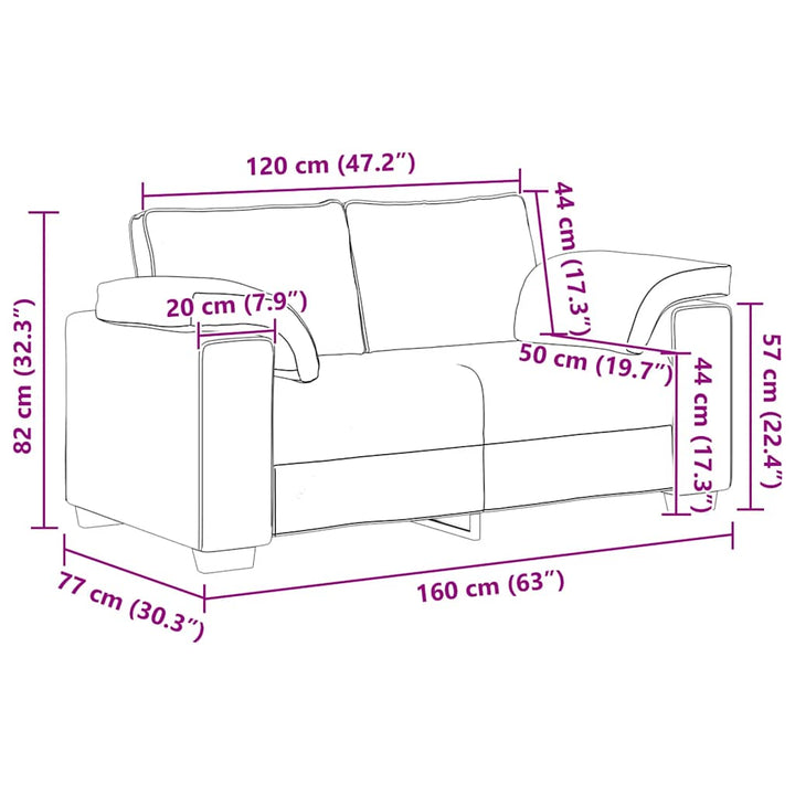 Loveseat Soffa 160X77X82 Cm Sammet