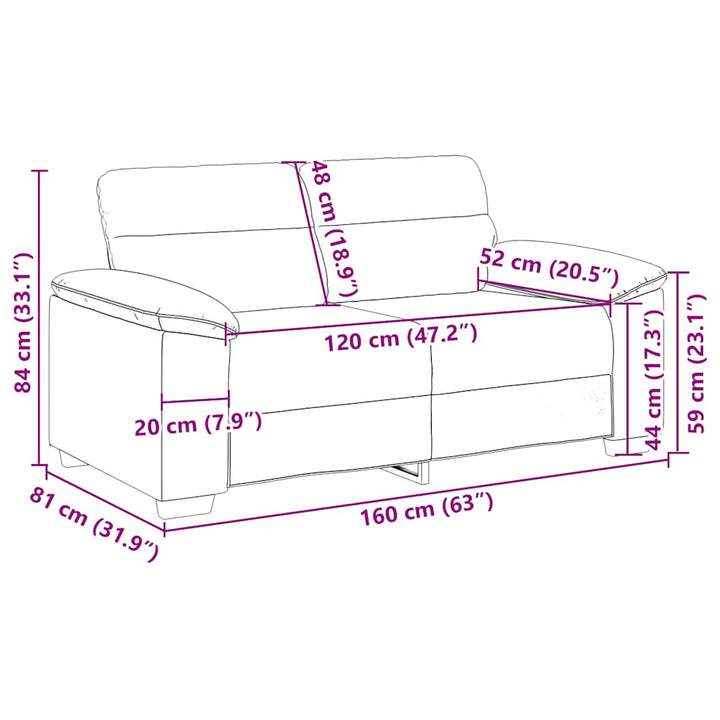 2-Sitssoffa 160X81X84 Cm Tyg