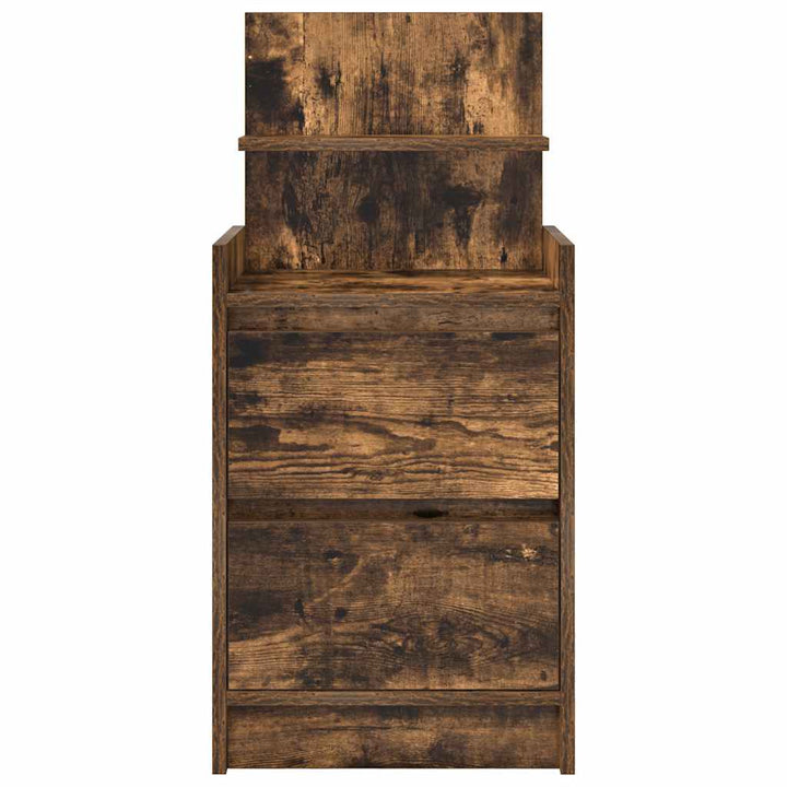 Sängbord Med 2 Lådor Rökt Ek 38X34X80 Cm