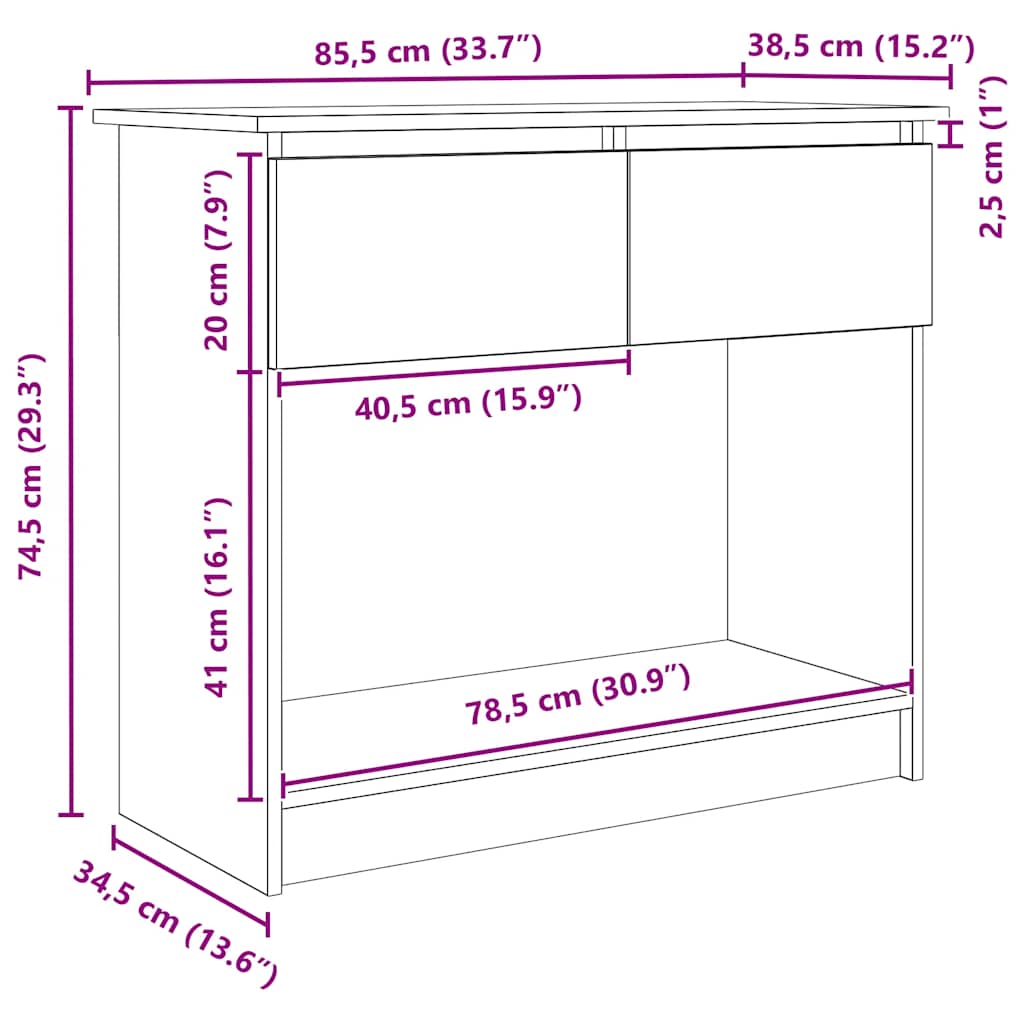 Avlastningsbord Med Lådor 85,5X38,5X74,5 Cm