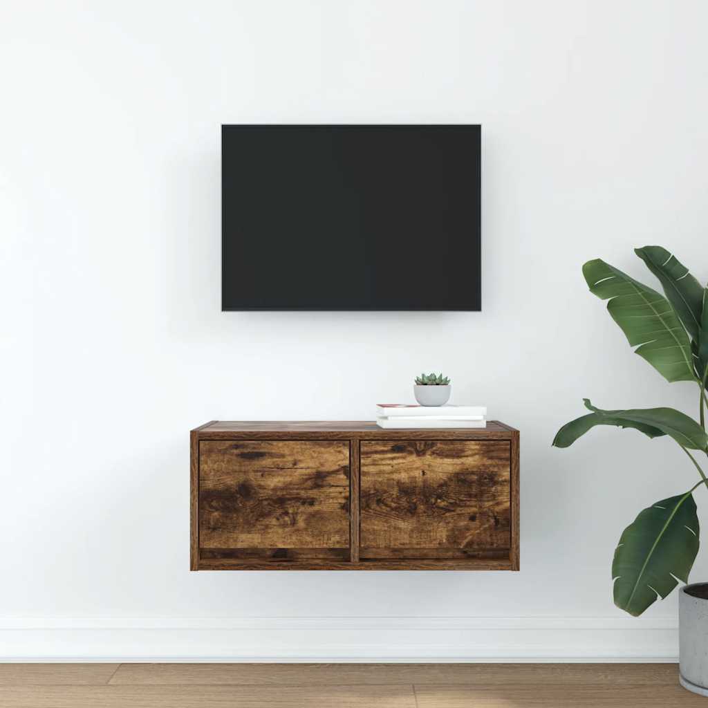 Tv-Bänk Rökt Ek 60X31X25,5 Cm Konstruerat Trä