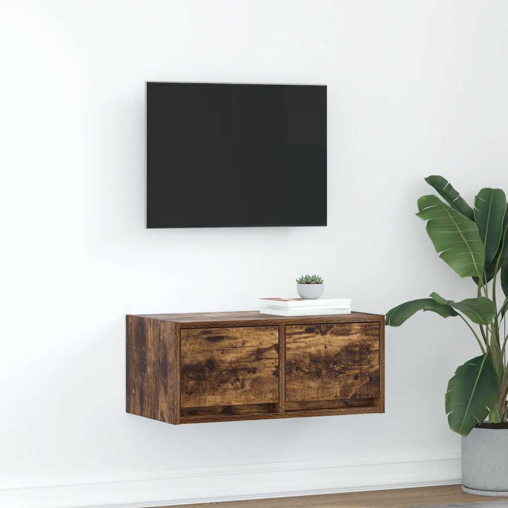 Tv-Bänk Rökt Ek 60X31X25,5 Cm Konstruerat Trä