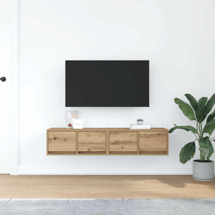 Tv-Bänkar 2 St Hantverksmässig Ek 60X31X25,5 Cm Konstruerat Trä