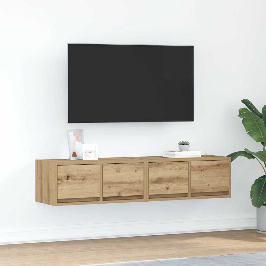Tv-Bänkar 2 St Hantverksmässig Ek 60X31X25,5 Cm Konstruerat Trä