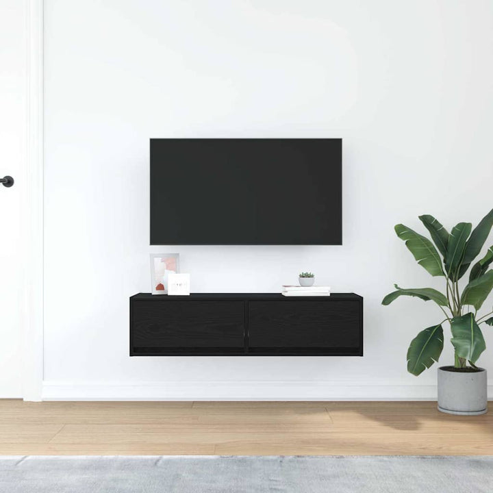 Tv-Skåp Med Låda Svart Ek 100 X 31 X 25,5 Cm Konstruerat Trä