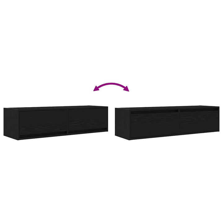 Tv-Skåp Med Låda Svart Ek 100 X 31 X 25,5 Cm Konstruerat Trä
