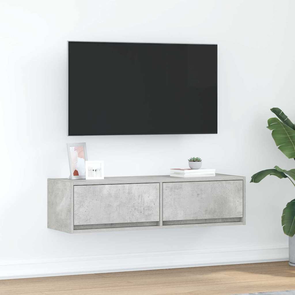 Tv-Skåp Med Låda Betonggrå 100 X 31 X 25,5 Cm Konstruerat Trä