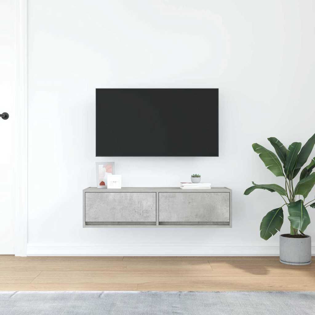 Tv-Skåp Med Låda Betonggrå 100 X 31 X 25,5 Cm Konstruerat Trä