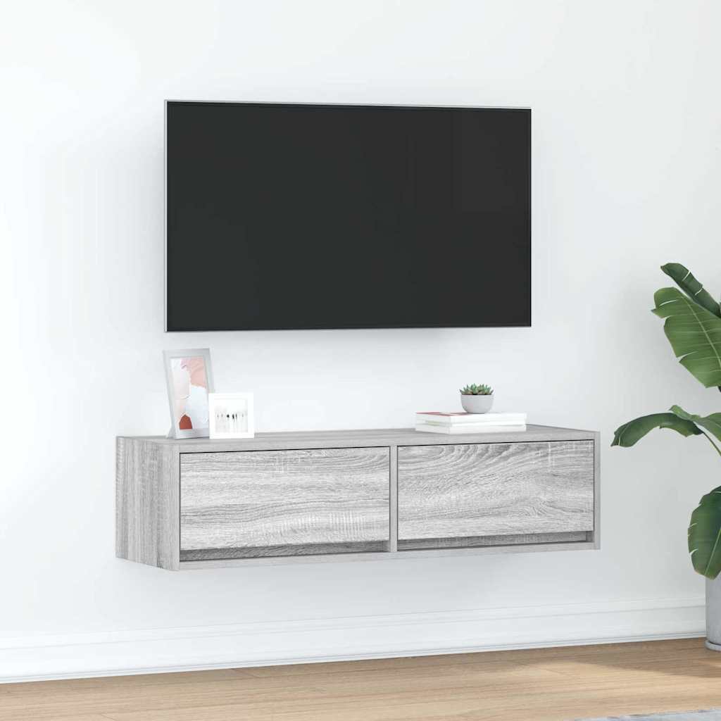 Tv-Skåp Med Låda Grå Sonoma 100 X 31 X 25,5 Cm Konstruerat Trä