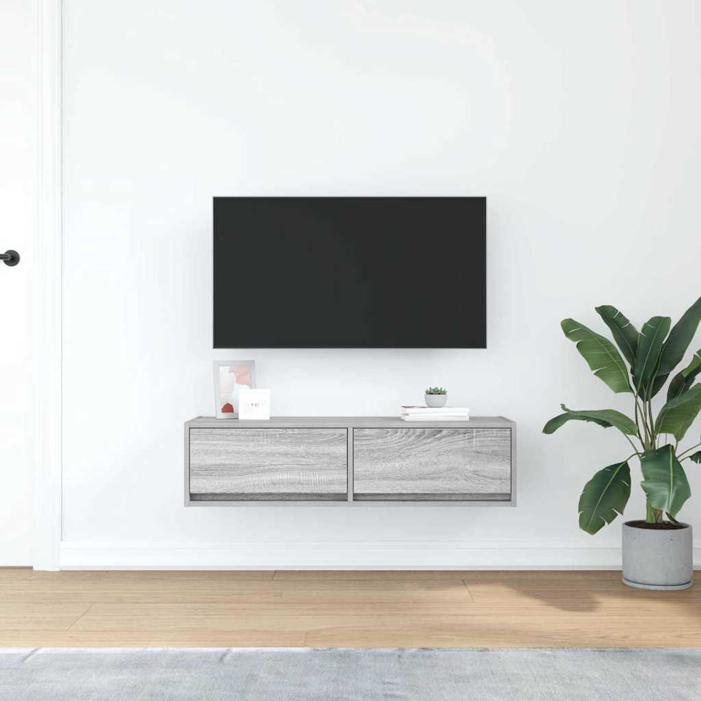 Tv-Skåp Med Låda Grå Sonoma 100 X 31 X 25,5 Cm Konstruerat Trä