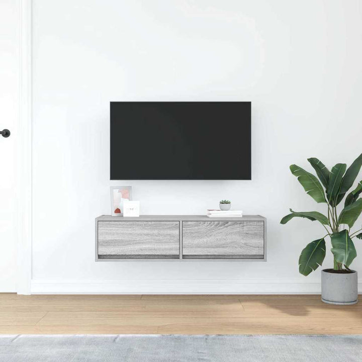 Tv-Skåp Med Låda Grå Sonoma 100 X 31 X 25,5 Cm Konstruerat Trä