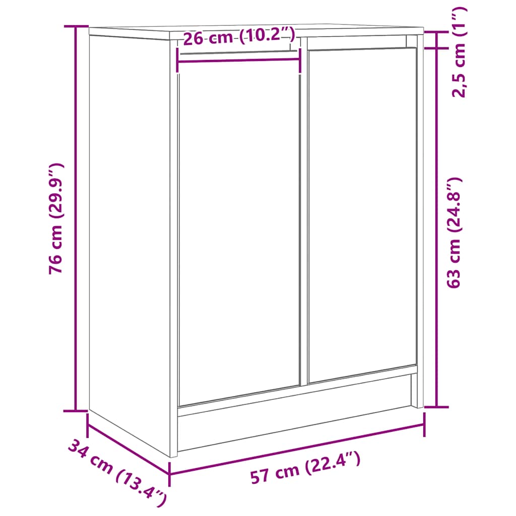Skänk Hantverksmässig Ek 57X34X76 Cm Konstruerat Trä