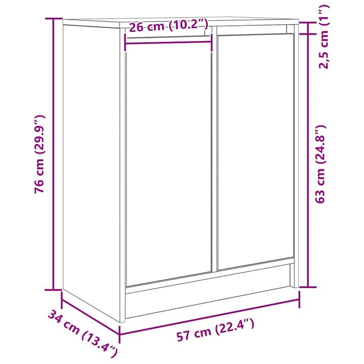 Skänk Hantverksmässig Ek 57X34X76 Cm Konstruerat Trä