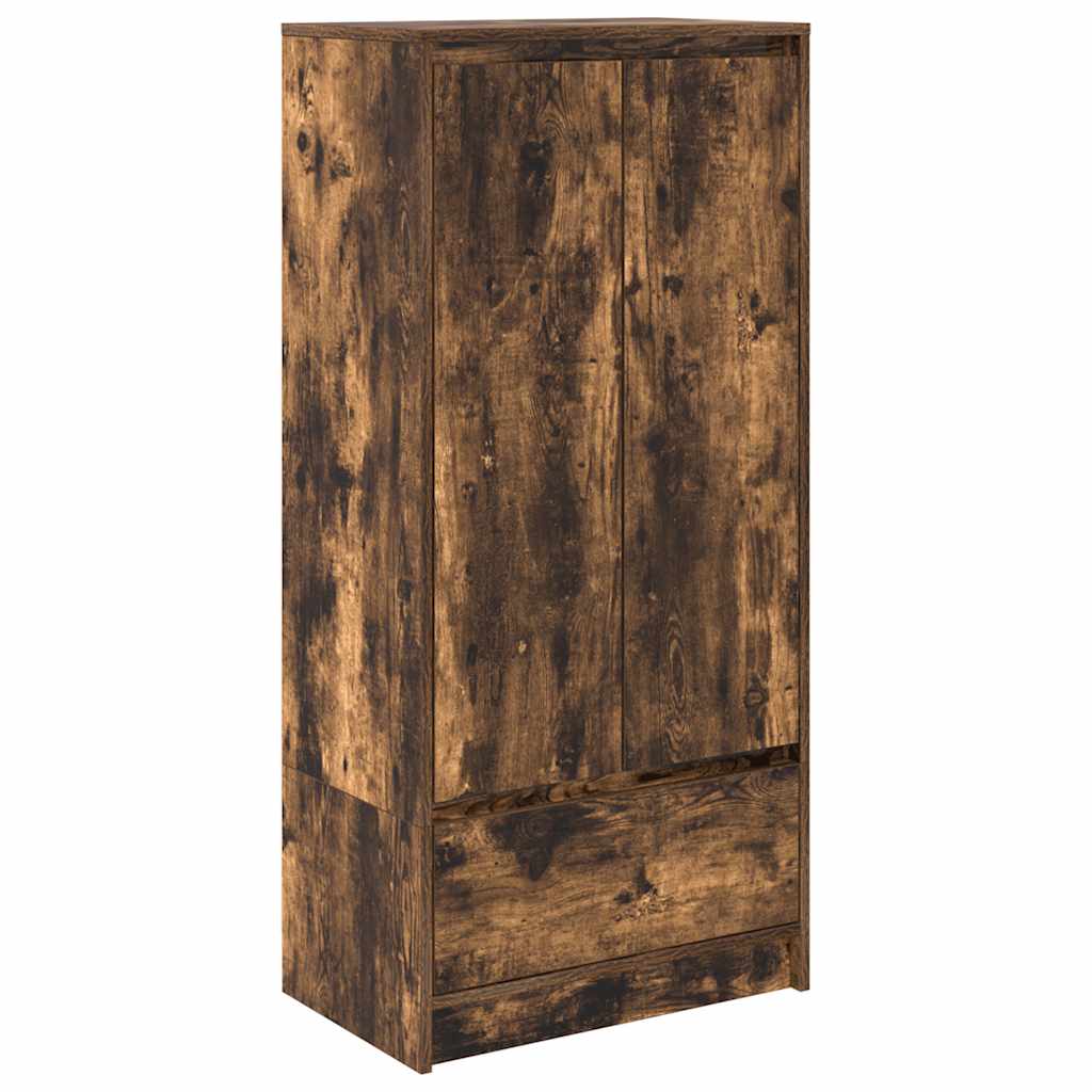 Skåp Med Låda Rökt Ek 55,5X34X119,5 Cm Konstruerat Trä