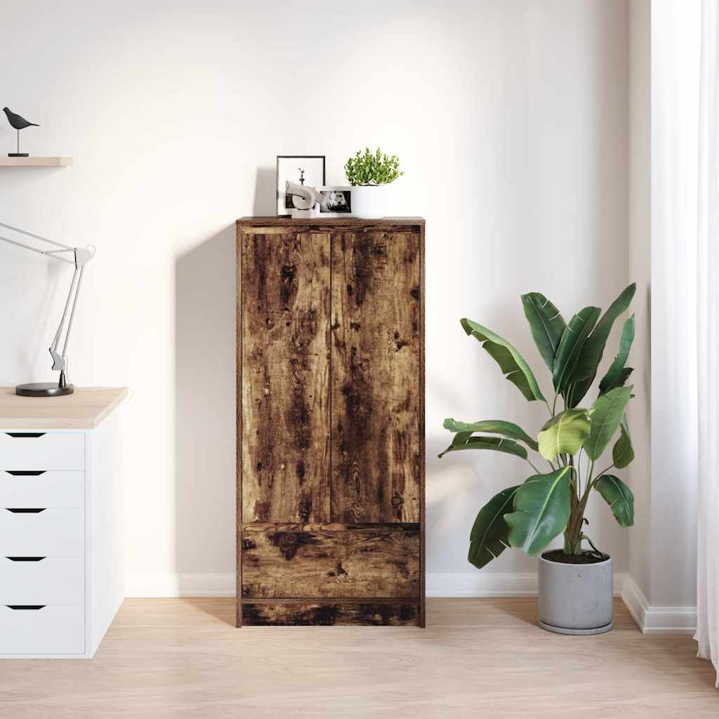 Skåp Med Låda Rökt Ek 55,5X34X119,5 Cm Konstruerat Trä