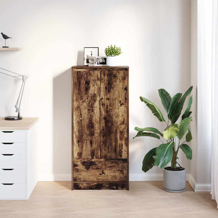 Skåp Med Låda Rökt Ek 55,5X34X119,5 Cm Konstruerat Trä