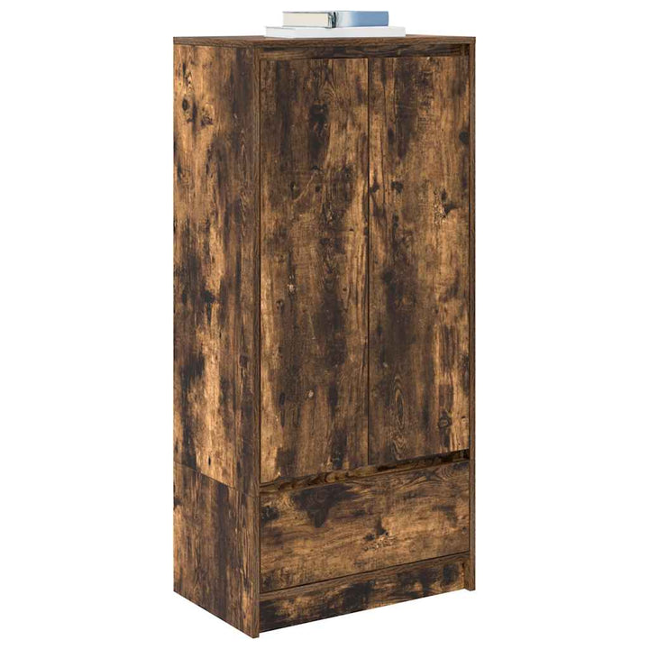 Skåp Med Låda Rökt Ek 55,5X34X119,5 Cm Konstruerat Trä