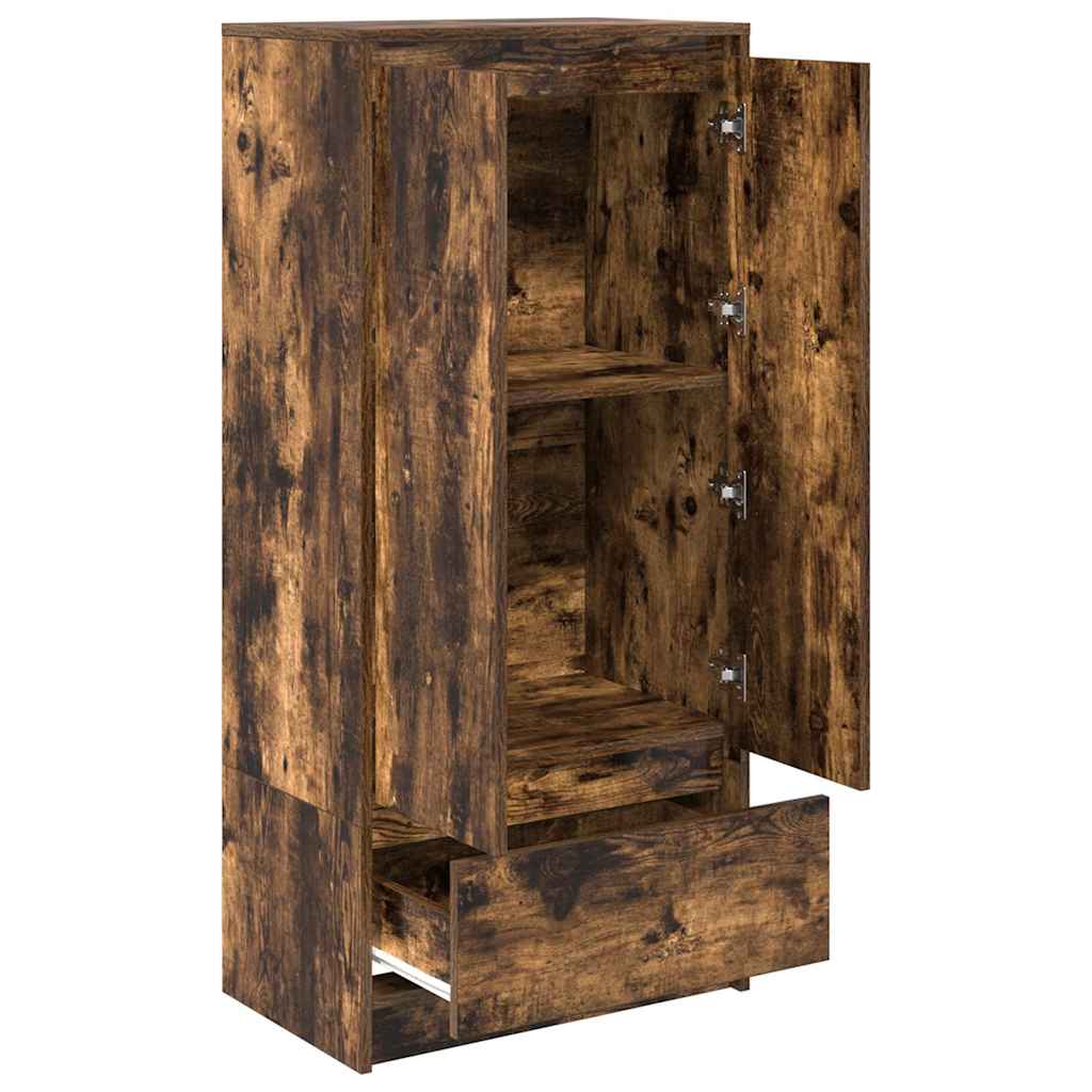 Skåp Med Låda Rökt Ek 55,5X34X119,5 Cm Konstruerat Trä