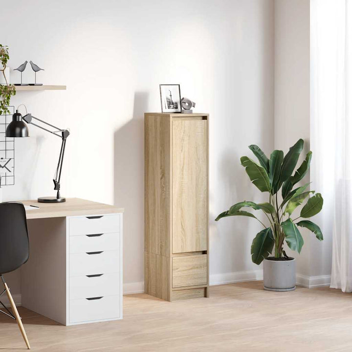 Highboard Rökt Ek 29,5X34X119,5 Cm Konstruerat Trä