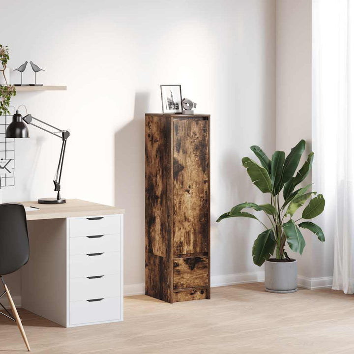Highboard Rökt Ek 29,5X34X119,5 Cm Konstruerat Trä