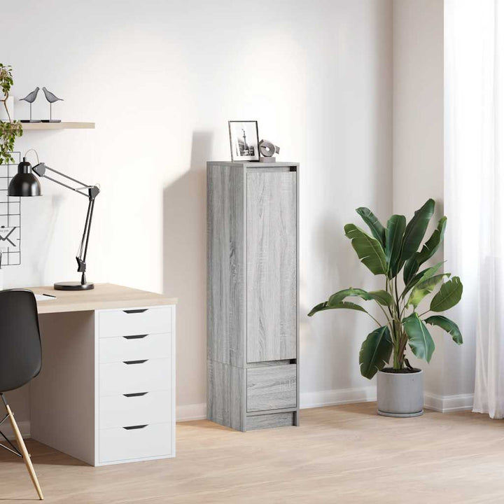 Highboard Rökt Ek 29,5X34X119,5 Cm Konstruerat Trä