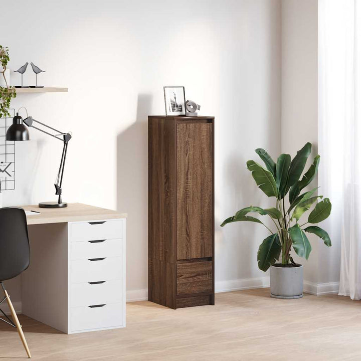 Highboard Rökt Ek 29,5X34X119,5 Cm Konstruerat Trä