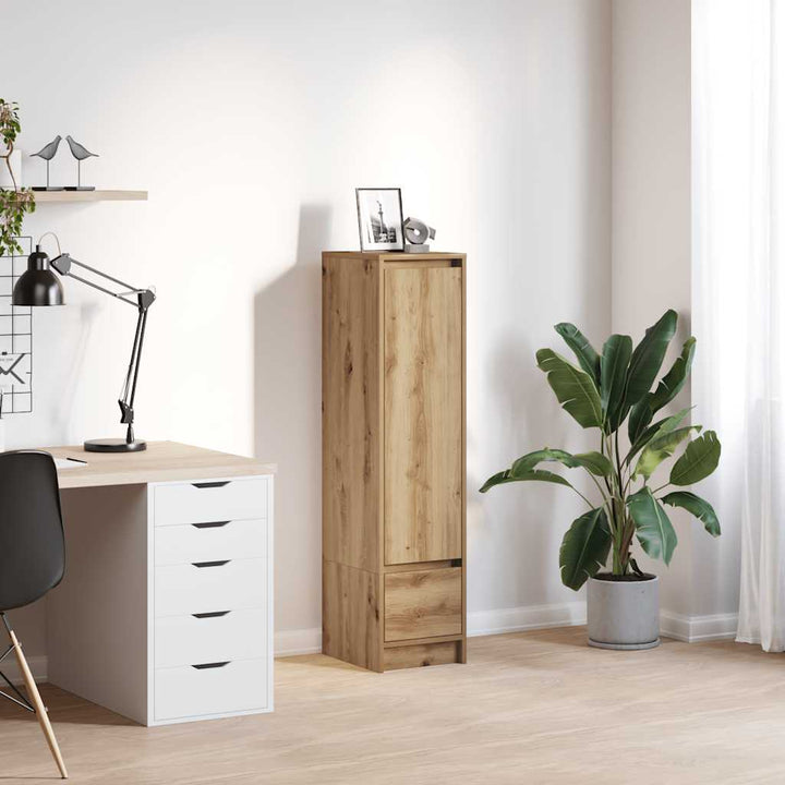 Highboard Rökt Ek 29,5X34X119,5 Cm Konstruerat Trä