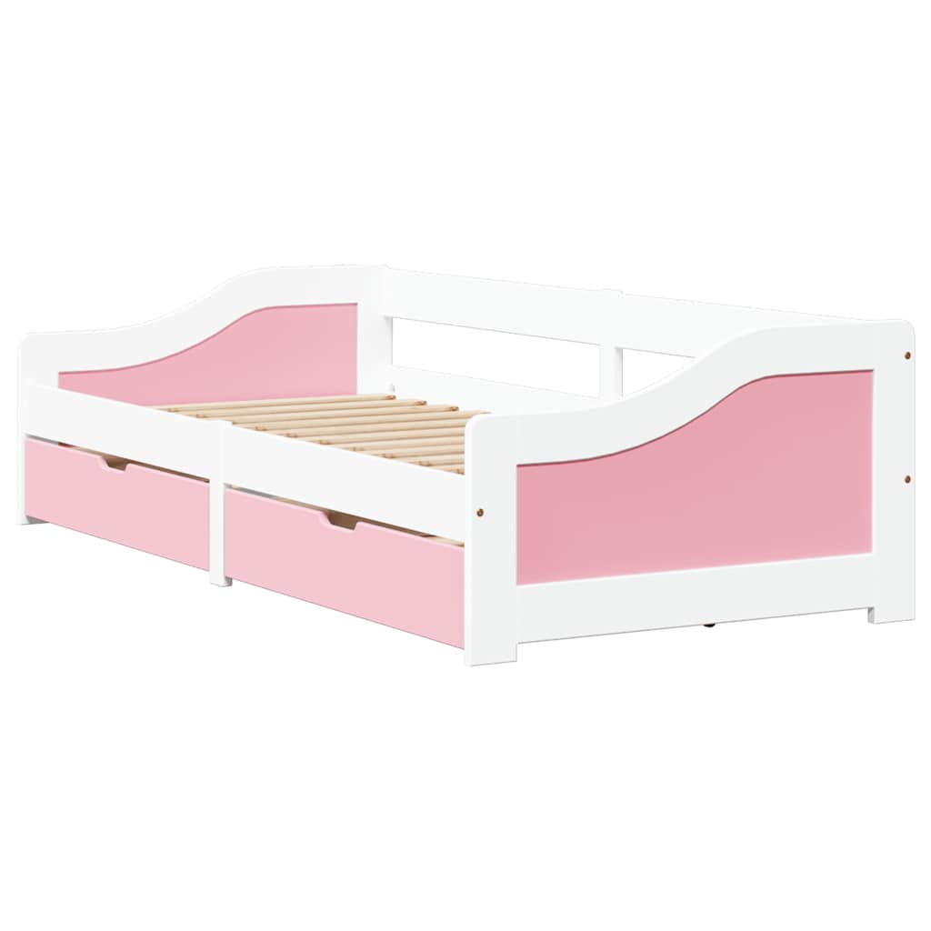 Dagbädd Med 2 Lådor Utan Madrass Irun Vit&amp;Rosa 90X200 Cm